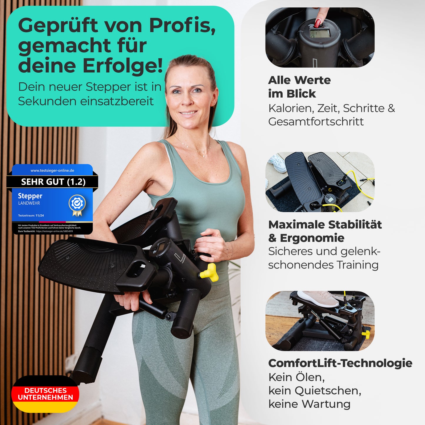 Geprüft von Profis, gemacht für Dich, ComfortLift Technologie LANDWEHR Stepper 