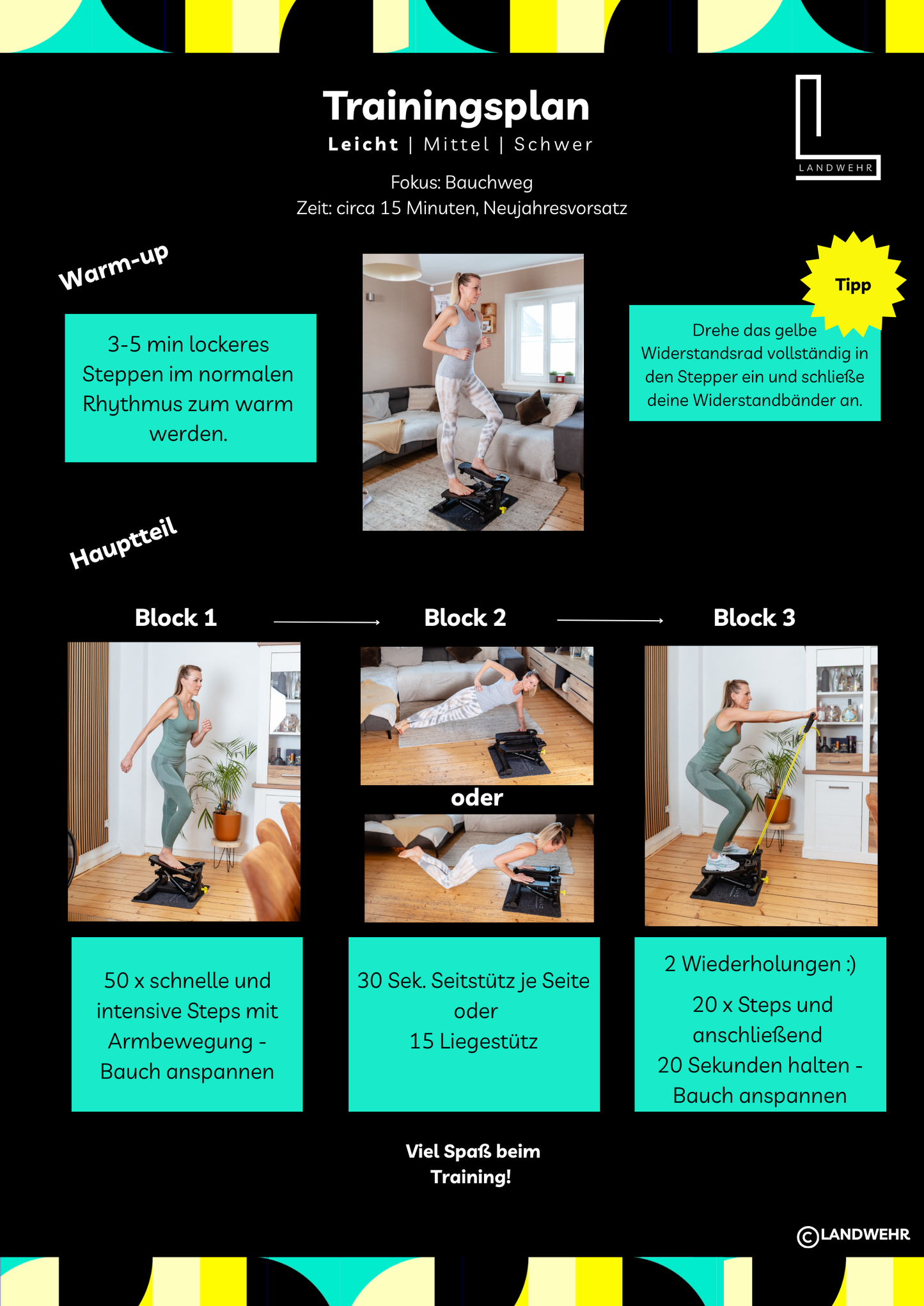 LANDWEHR Trainingsplan Januar: Bauchweg (Leicht)